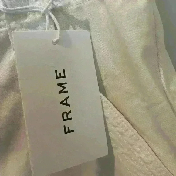 FRAME Banded Bottom Moto Pants Off White Cropped Relaxed Denim Size 33 NWT - Picture 13 of 15